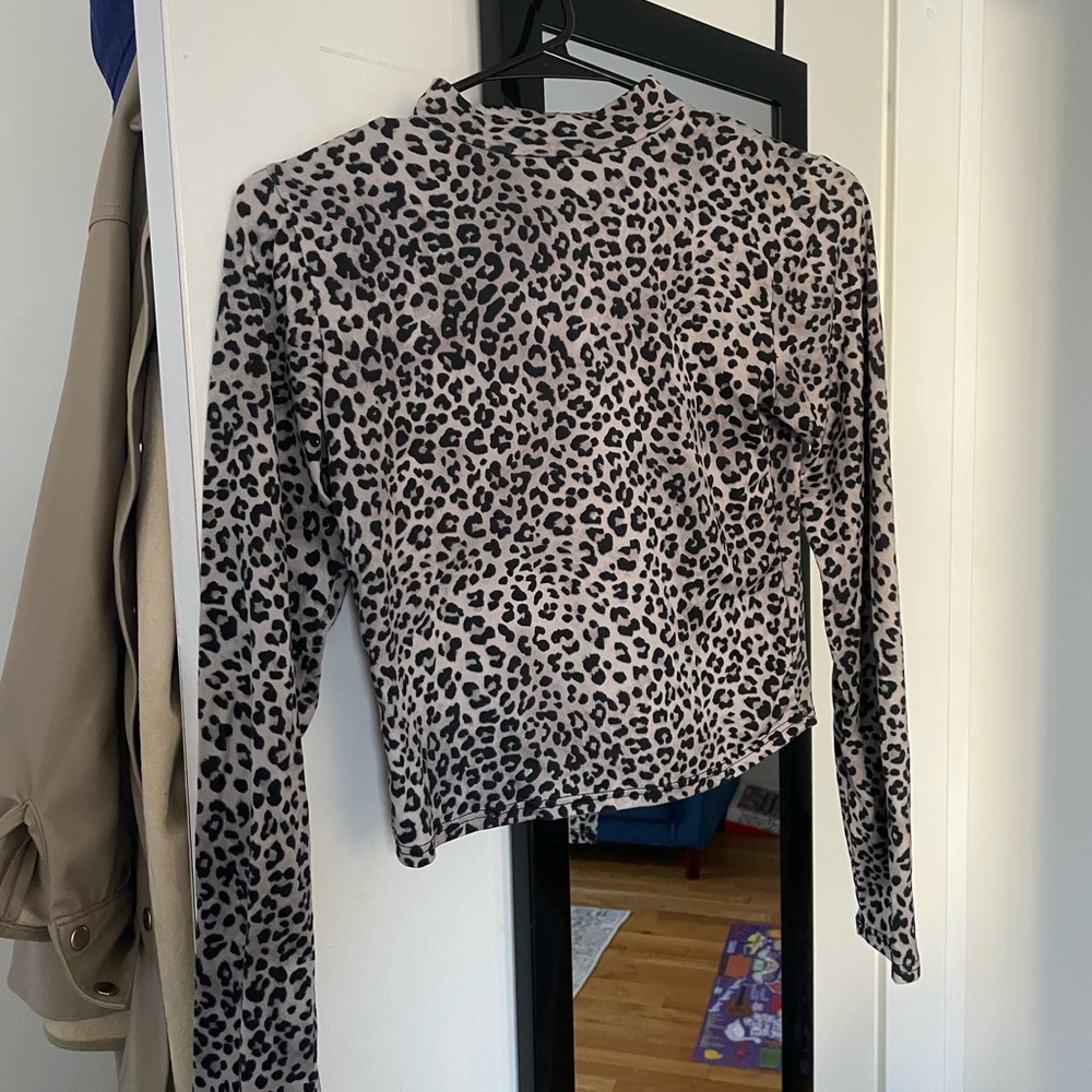 Black and Grey Cheetah High Neck Top
